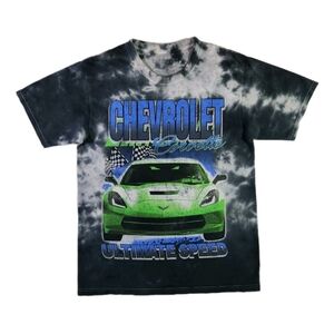 Chevrolet Corvette Tie Dye Shirt Small Y2K Retro GM Auto Racing Double Sided Tee